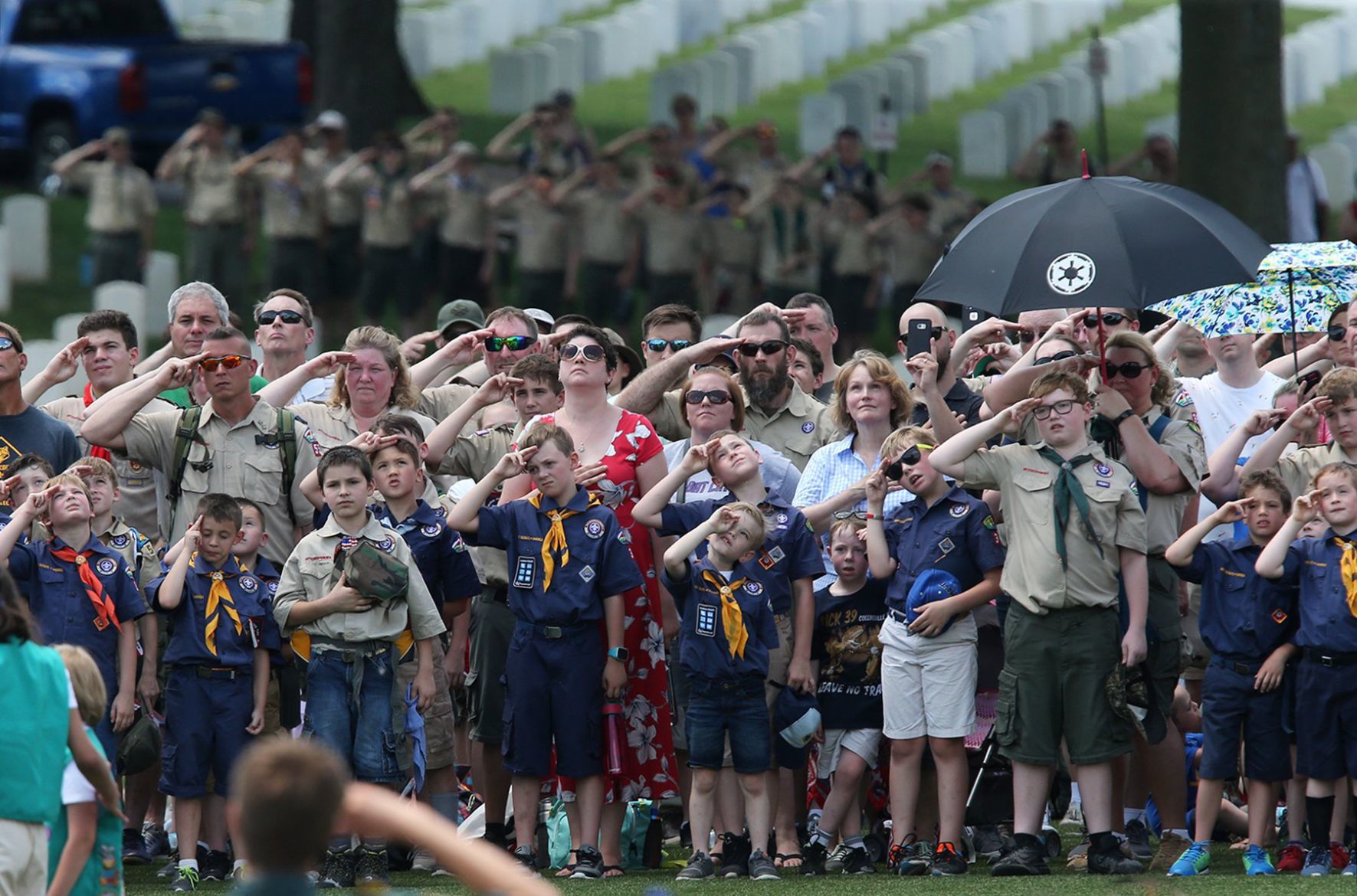 Scouts place flags in Jefferson Barracks on Memorial Day